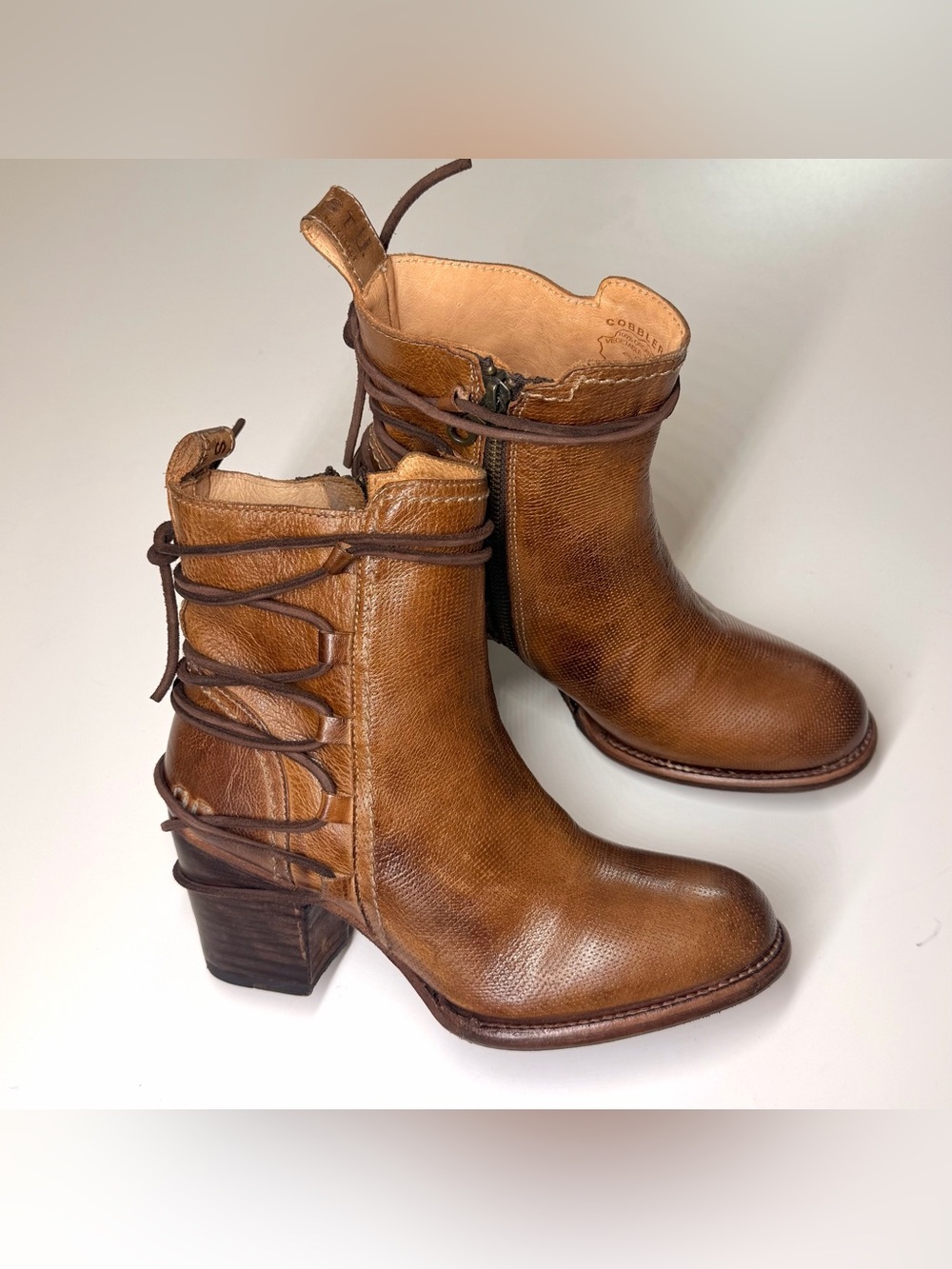 Bed Stu Womens COBBLER BLAIRE Distressed Lace Zip Brown Leather Boots Size- 8 - Picture 3 of 9
